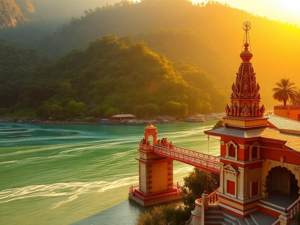 Golden hour over the Ganga in Rishikesh